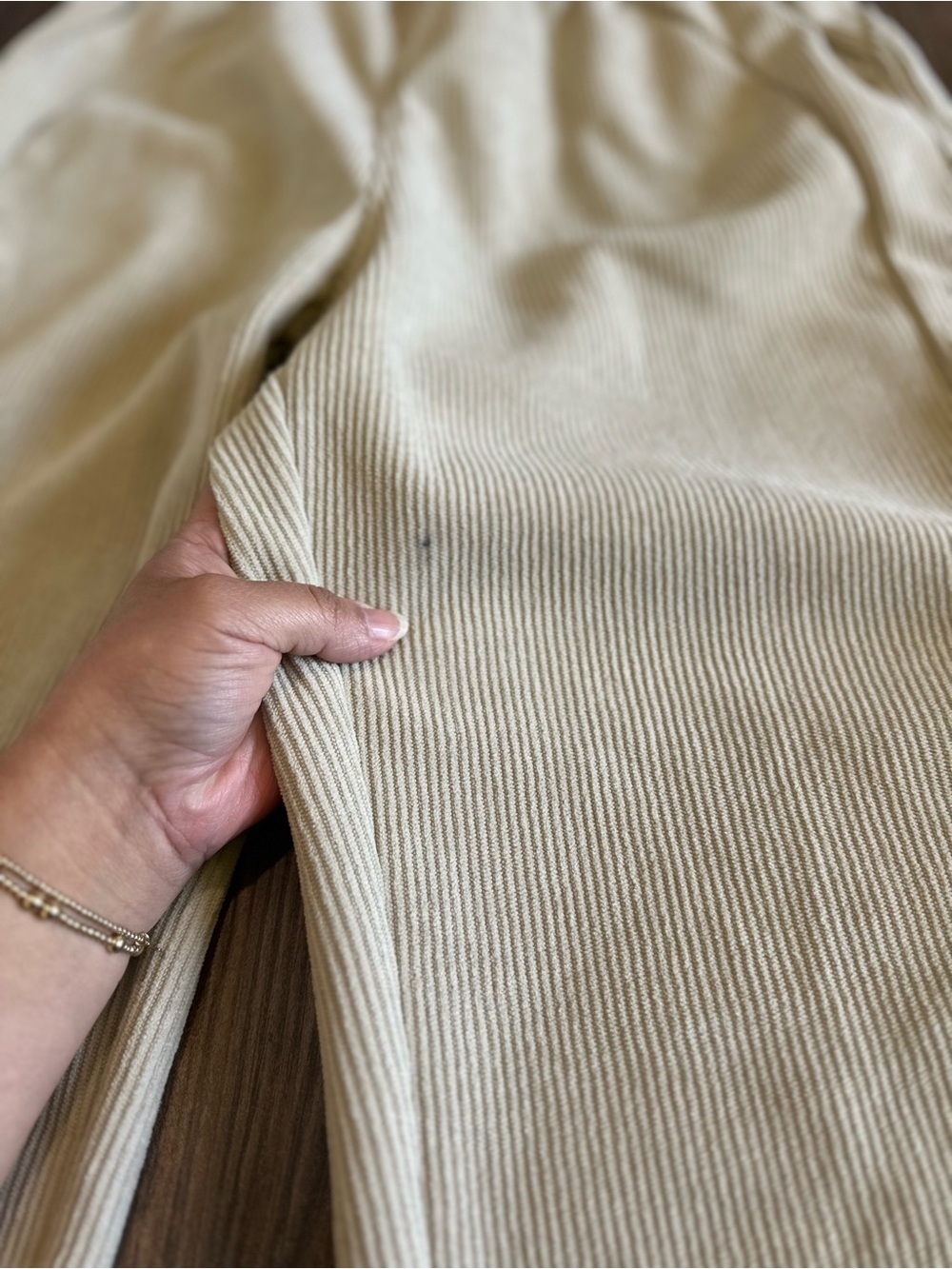 HALARA Wide-Leg Ribbed Corduroy Pants in Cream Beige - Picture 10 of 15